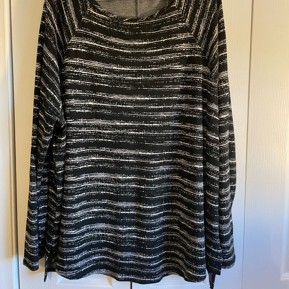 Tart Collections Rica Plus Top - “Dry Brush stripe” color (black/white), 3x